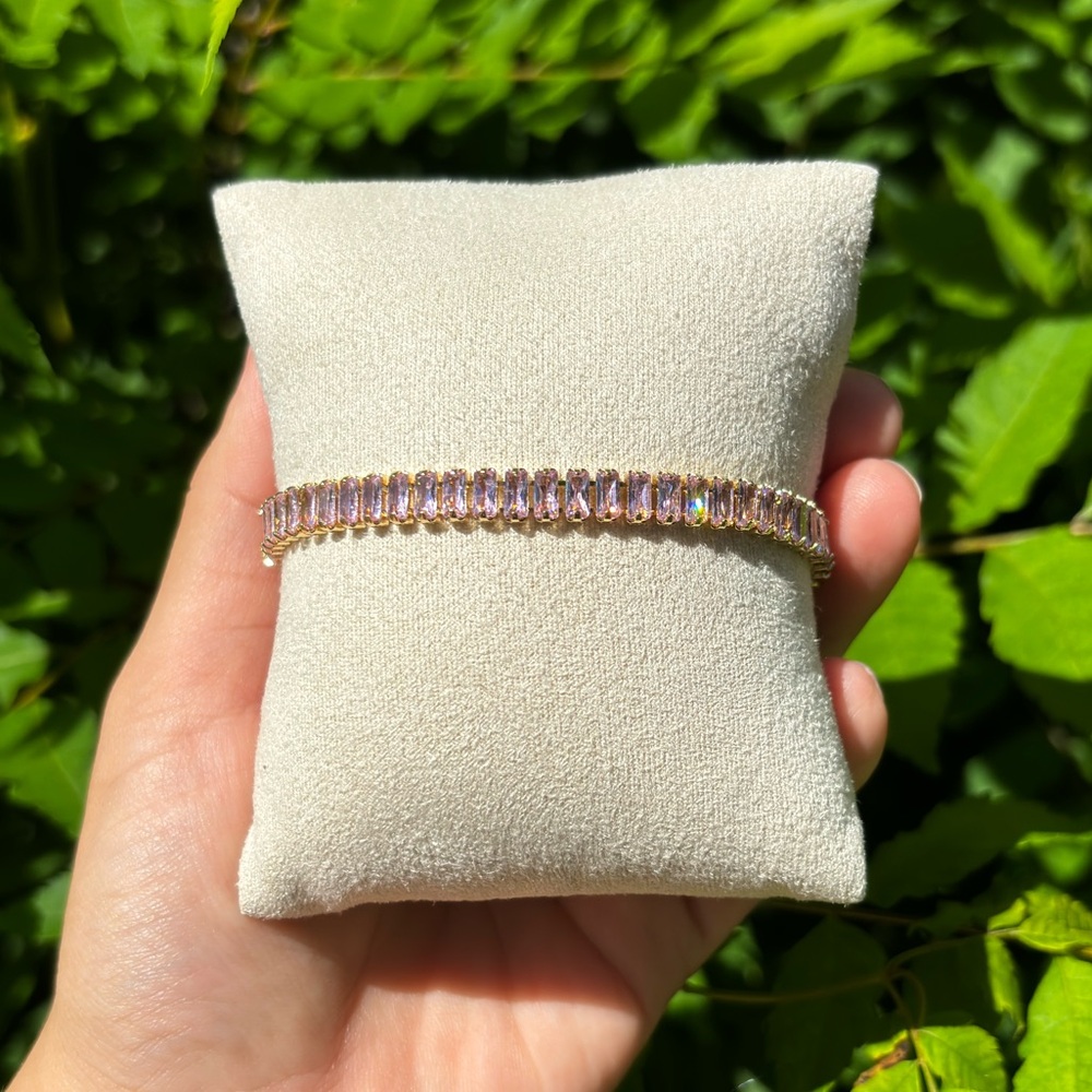 18K Gold Plated Pink Diamond Tennis Bracelet